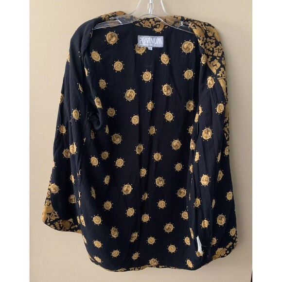 PLATINUM by Dorothy Schoelen Sz Small Long Blazer Abstract Boho Gypsy Rayon A6 - Picture 3 of 6